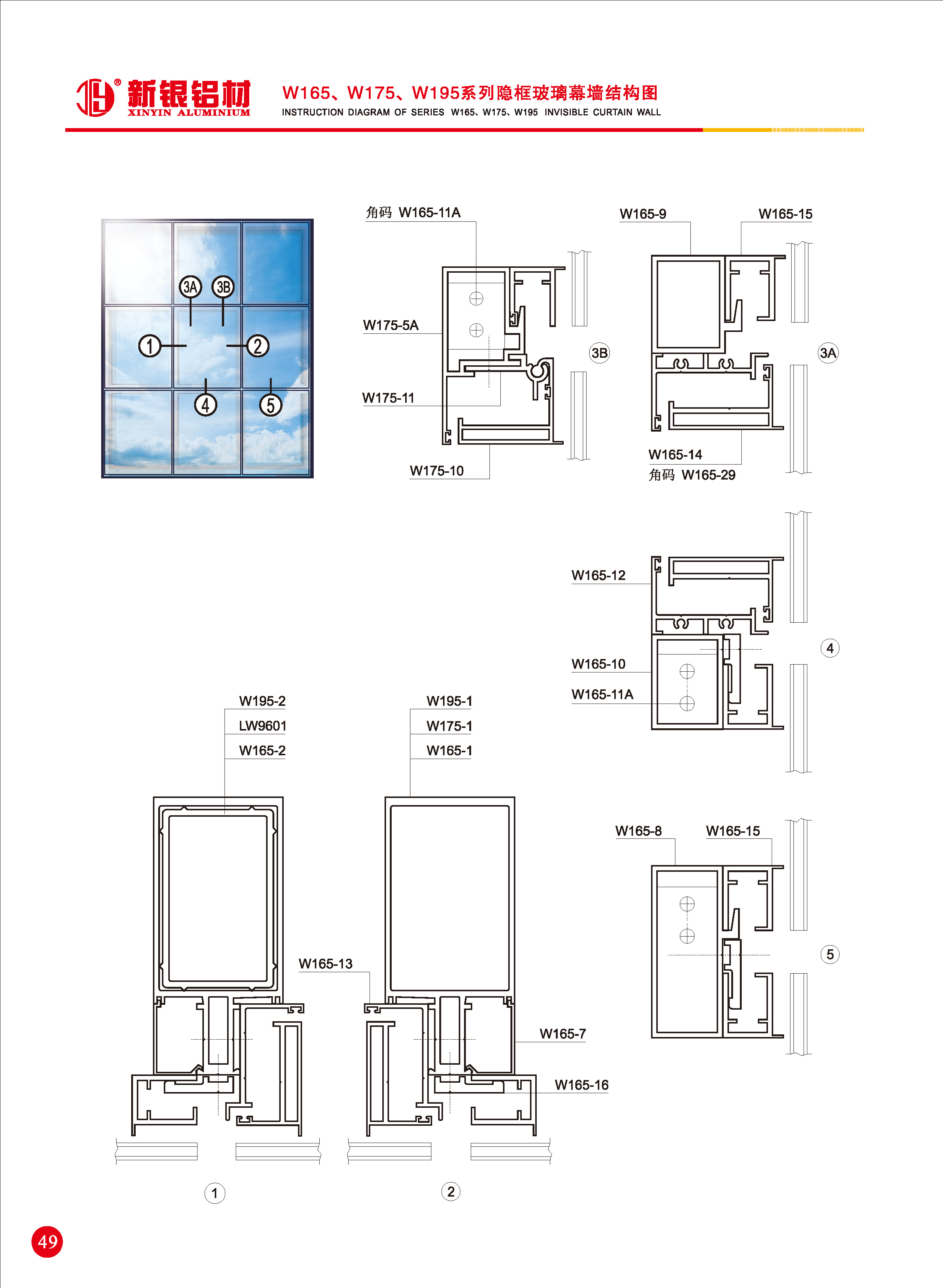 W165、W175、W195系列隐框、半隐框幕墙